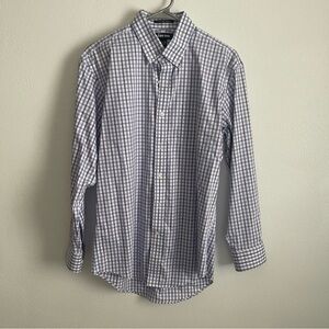 Lands End No Iron supima pinpoint long sleeve tailored fit checked 15 1/2 -32